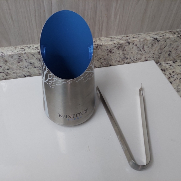 BELVEDERE Vodka Holder-Stainless Steel Ice Bucket & Tongs - Picture 3 of 5